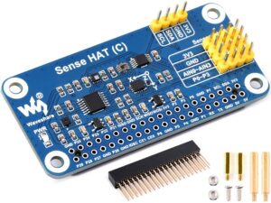 waveshare for raspberry pi 4b/3b+/3b/2b/b+/a+/zero/zero w/zero 2w, sense hat (c) onboard gyroscope, accelerometer, magnetometer, barometer, temperature, humidity sensor, supports external sensors