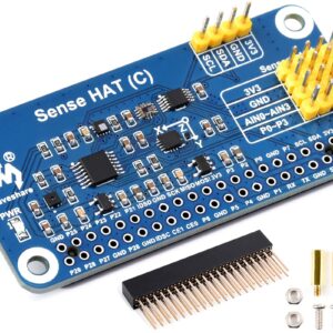 waveshare for Raspberry Pi 4B/3B+/3B/2B/B+/A+/Zero/Zero W/Zero 2W, Sense HAT (C) Onboard Gyroscope, Accelerometer, Magnetometer, Barometer, Temperature, Humidity Sensor, Supports External Sensors