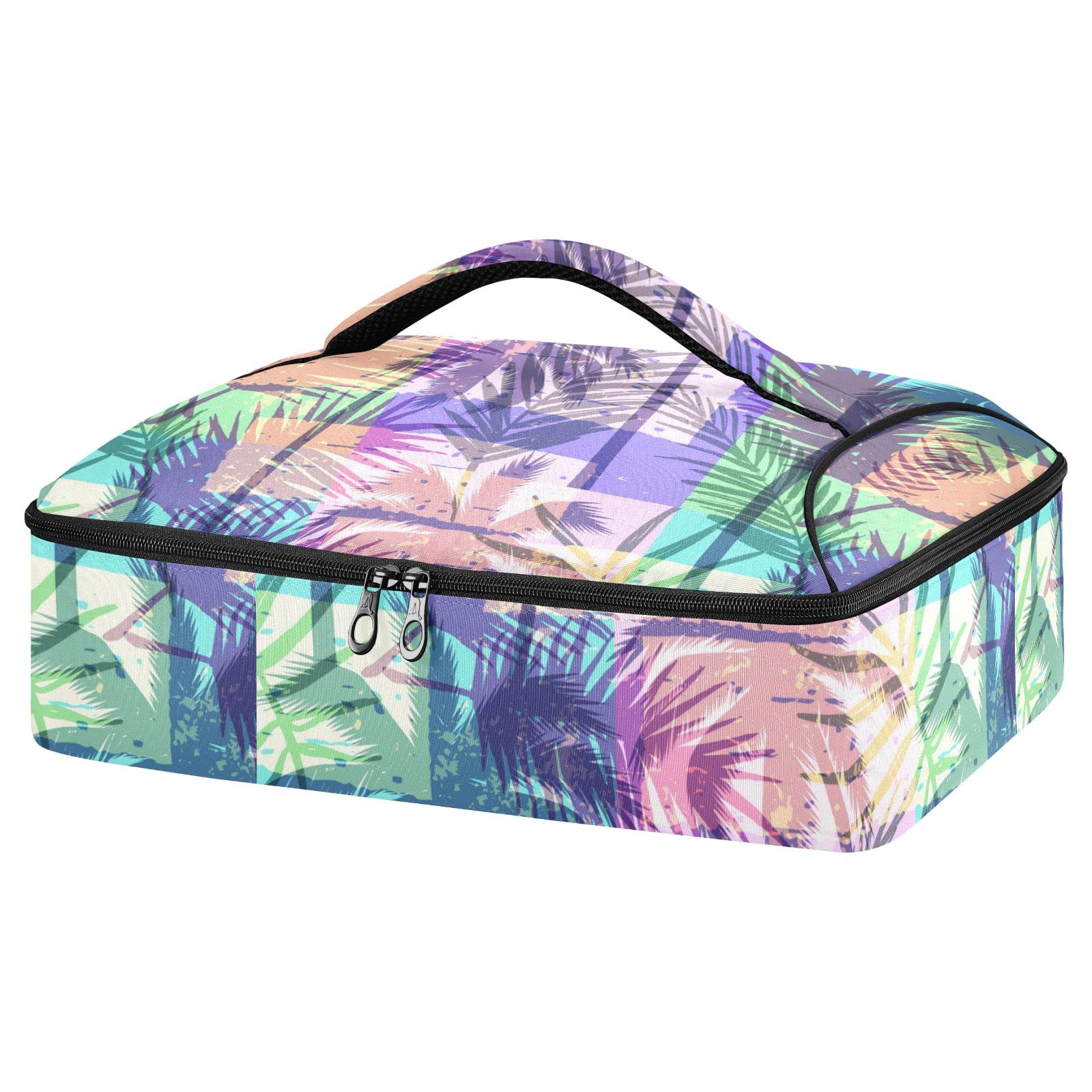 NFMILI Psychedelic Hawaiian Casserole Carrier for Hot and Cold, Insulated Food Delivery Bag Reusable Warmer Carrier Bag with Inner Pocket Aesthetic Print 15.75×11.81×3.94 inch