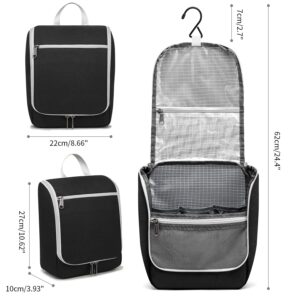 Della Gao Black Water Repellent Polyester Hanging Toiletry Bag for Travel