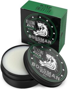 bossman relaxing beard balm - tamer, thickener, relaxer and softener cream and beard care product - made in usa (vetiver x scent)