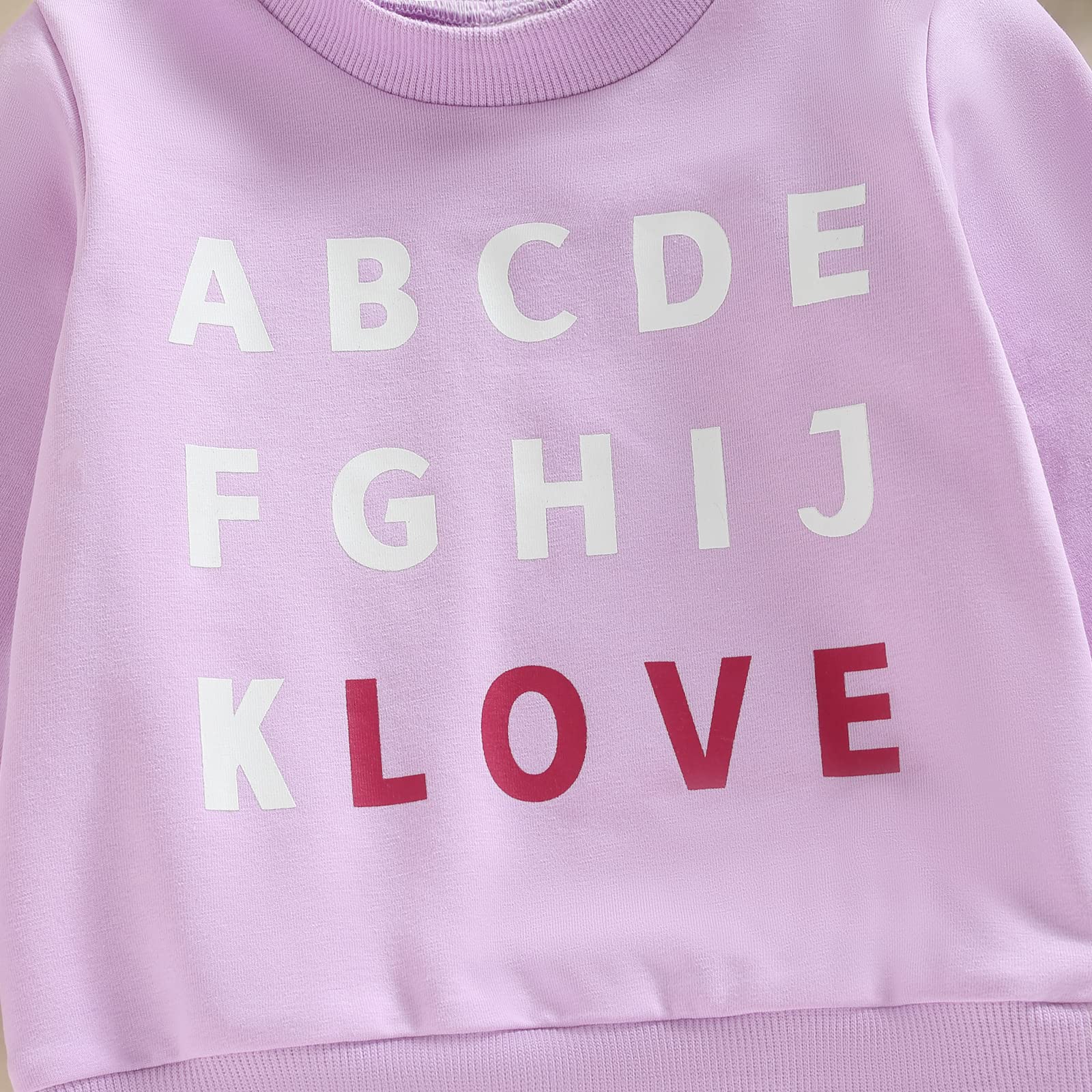 Kayotuas Toddler Valentines Day Shirt for Boys Girls Cute Letter Print Long Sleeve Top Crewneck Sweatshirt Fall Winter Clothes (Purple LOVE, 2-3 Years)