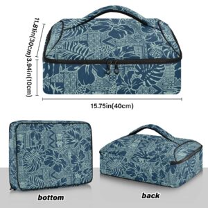 NFMILI Hawaiian Tribal Casserole Carrier for Hot and Cold, Insulated Food Delivery Bag Reusable Warmer Carrier Bag with Inner Pocket Aesthetic Print 15.75×11.81×3.94 inch