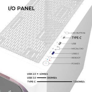 ALSEYE Ai-Pro White E-ATX Gaming PC Case with Pre-Installed Halo-Pro ARGB Fan, LED Strip in Front Panel, Tempered Glass Side Panel, Supports for up to 7 x 120mm Fans & 2 x 360mm Radiators