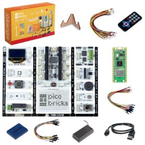 picobricks raspberry pi pico w starter kit with 12 detachable sensors and extensive learning guide, raspberry pi kit, diy coding kit, raspberry pi kit for kids