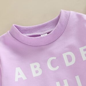 Kayotuas Toddler Valentines Day Shirt for Boys Girls Cute Letter Print Long Sleeve Top Crewneck Sweatshirt Fall Winter Clothes (Purple LOVE, 2-3 Years)