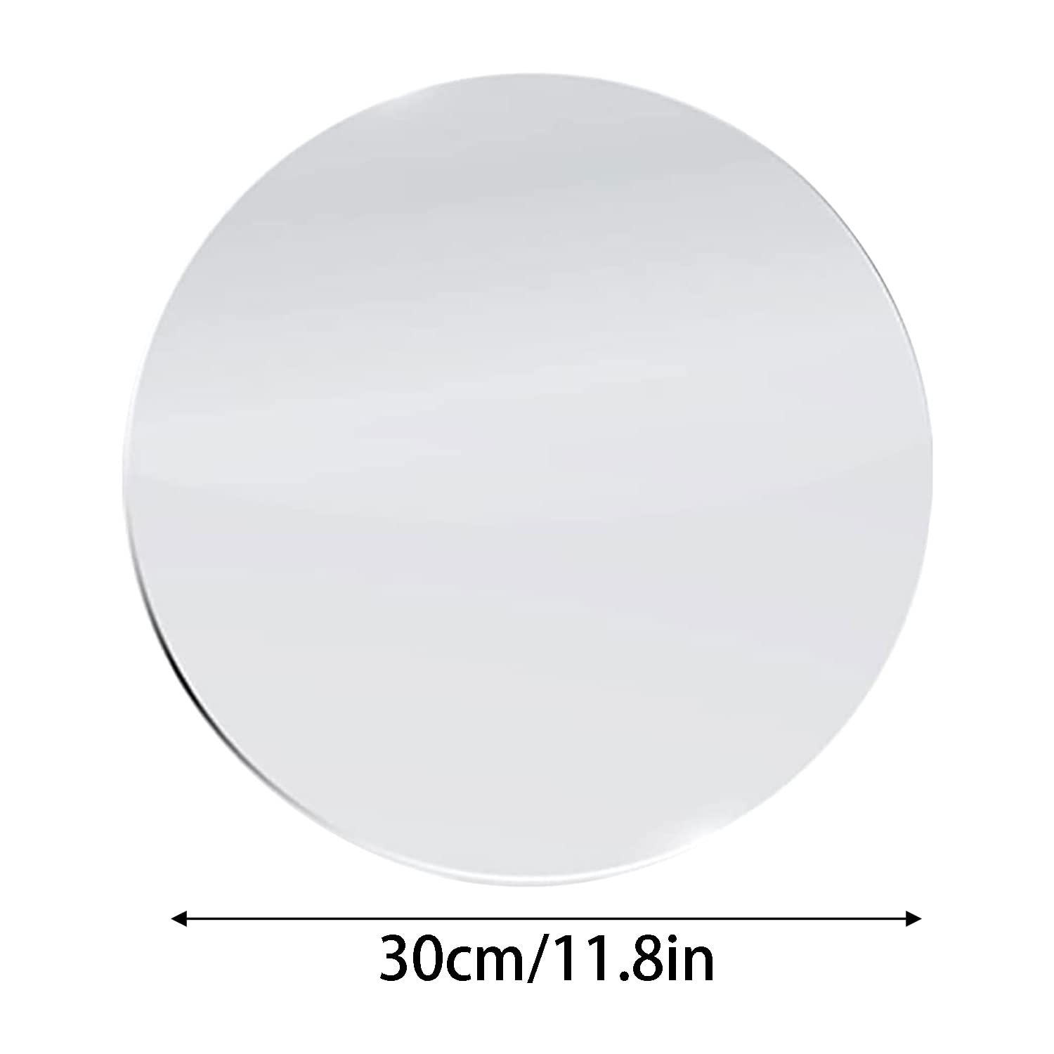 DARENYI 12 inch Glass Round Mirror, Frameless Wall Mounted Mirror Self Adhesive Circle Mirror, Round Mirror Plate Trays for Home Bathroom Living Room