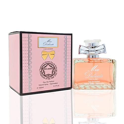 META-BOSEM Miss Delicate, Women Perfume Eau de Parfum Natural Spray - Floral Fresh Scent - Sweet Fragrance - Great Holiday Gift - for All Day Use - a Classic Bottle, 3.4 Fluid Ounce/100Ml