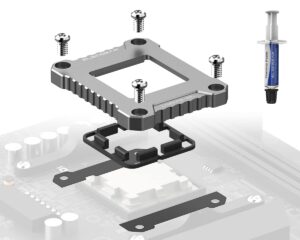 elecgear amd cpu contact frame for ryzen 7000 zen4 series, aluminum mod ilm for amd am5 lga1718 socket, replacement cpu fixing buckle with thermal paste guard