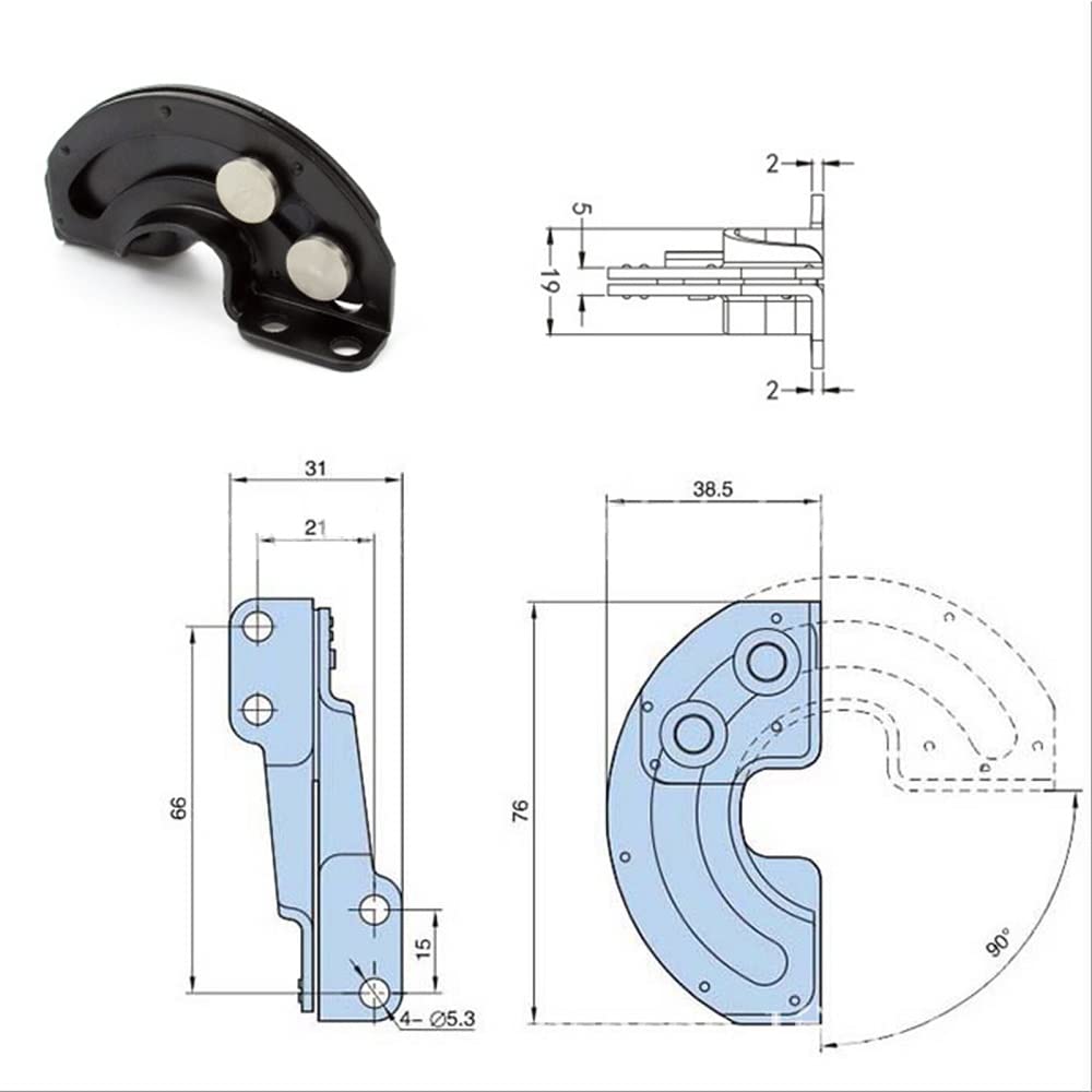 KAFENDA [2 pcs] Internal Hidden Hinge Concealed Sliding Hinge 90 Degree Limit Hinge Hidden 90 Degree Door Hinge semicircular Door Hinge for Industrial Equipment Cabinet Door Hardware (Black)