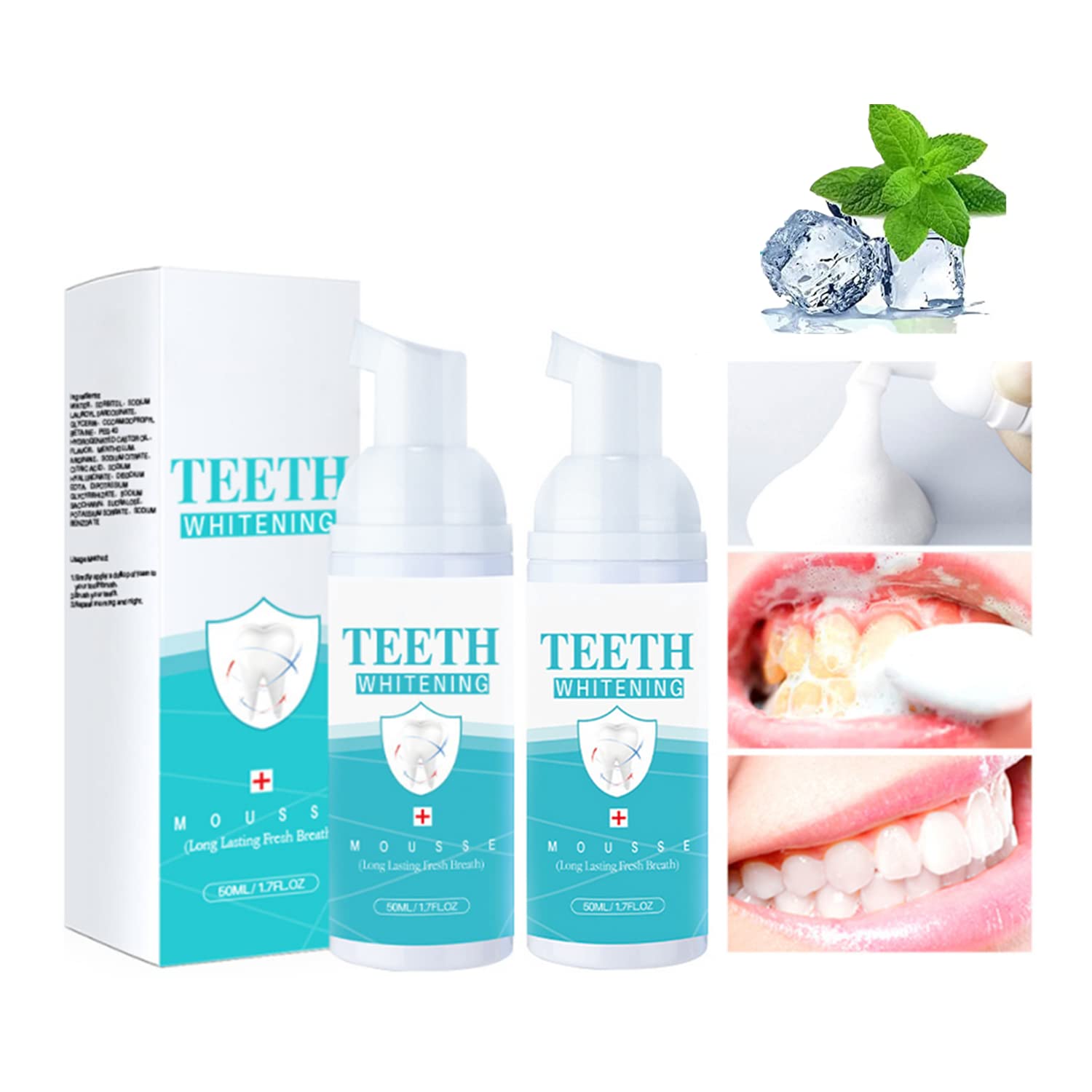 2Pcs Teeth Whitening Mousse Foam Teeth Whitening Toothpaste,Whitens Teeth Fresh Breath,Deep Cleaning Toothpaste,Toothpaste Replacement Mouthwash, Mouthwash Teeth Whitening