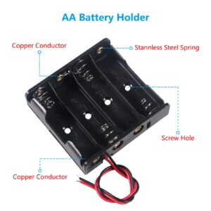 6pcs 4 AA Battery Holder 4 x 1.5V (6V) AA Battery Case Holder Box with Wires 4 AA Battery Holder with Wires