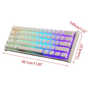 unband 61 Keys Small Portable Mechanical Gaming Keyboard LED Backlit Compact Mechanical Wired Mini Keyboard (Color : White)