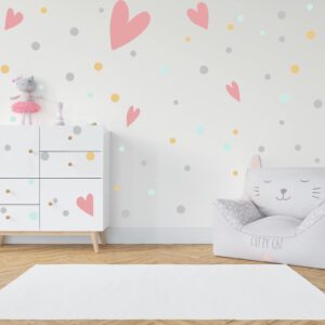 colorful polka dot heart wall decals peel and stick wallpaper playroom wall decals nursery wall decor