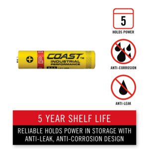 Coast 4 Pack AAA Industrial Performance Alkaline Batteries, High-Performance