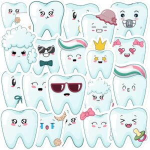 GOLEEX 20 Pack Pcs Tooth Waterproof Vinyl Stickers Cute Teeth Sticker Items for Kids Teens Boys Girls Laptop Helmet Phone Water Bottle Decals Bullet Journaling Scrapbooking Decor