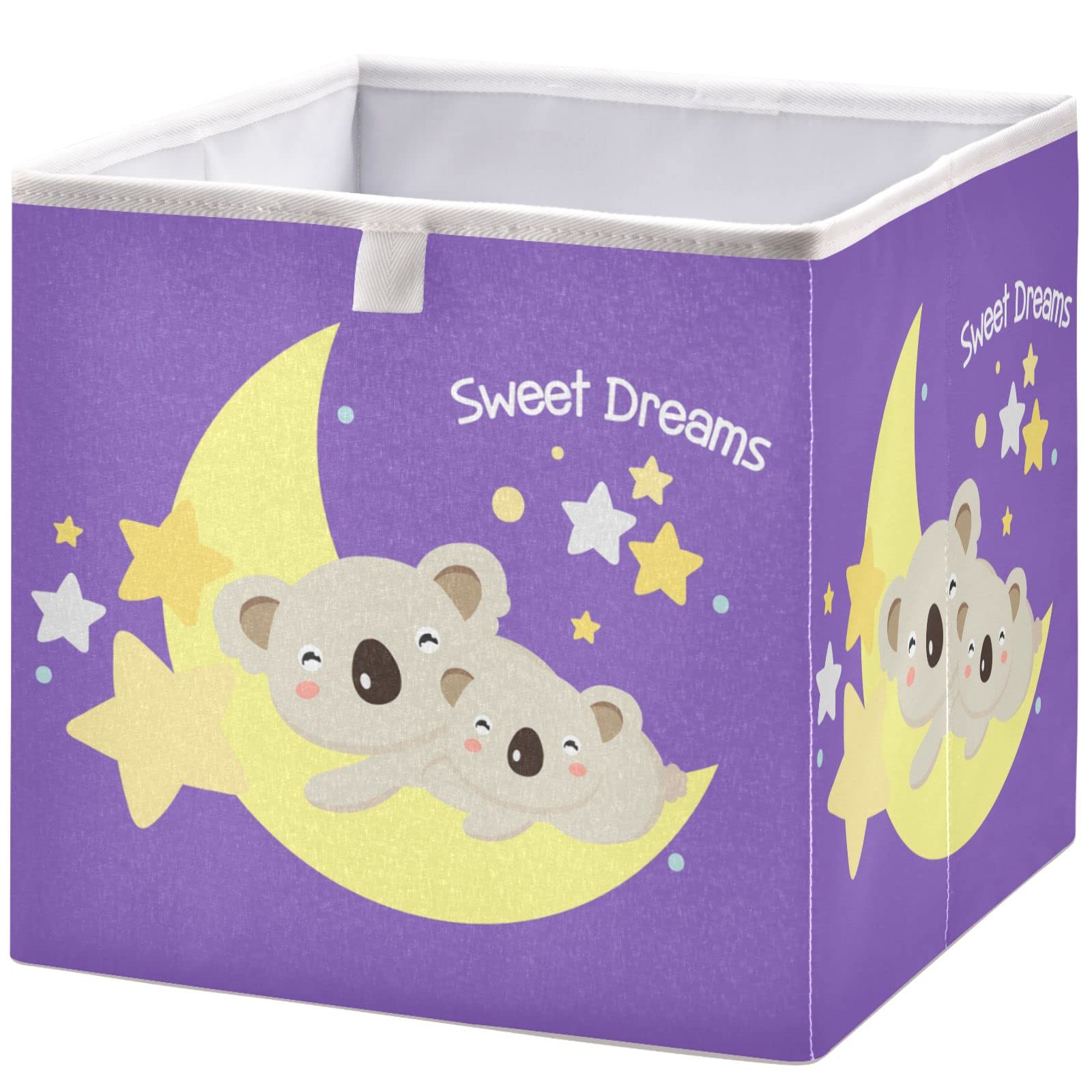 visesunny Closet Baskets Bear on The Moon Sweet Dream Storage Bins Fabric Baskets for Organizing Shelves Foldable Storage Cube Bins for Clothes, Toys, Baby Toiletry, Office Supply