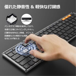 ProtoArc Foldable Bluetooth Keyboard, XK01 Folding Wireless Portable Keyboard with Numeric Keypad, Full-Size Travel Keyboard for iPad Tablet Smartphone Laptop PC Windows iOS Android, Space Gray