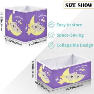 visesunny Closet Baskets Bear on The Moon Sweet Dream Storage Bins Fabric Baskets for Organizing Shelves Foldable Storage Cube Bins for Clothes, Toys, Baby Toiletry, Office Supply