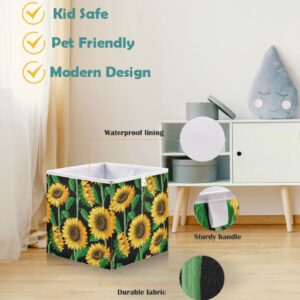 visesunny Closet Baskets Sunflower Storage Bins Fabric Baskets for Organizing Shelves Foldable Storage Cube Bins for Clothes, Toys, Baby Toiletry, Office Supply