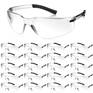 queekay 20 pcs safety glasses uv scratch resistant eyewear polycarbonate goggles clear protective eyewear for lab science (transparent)