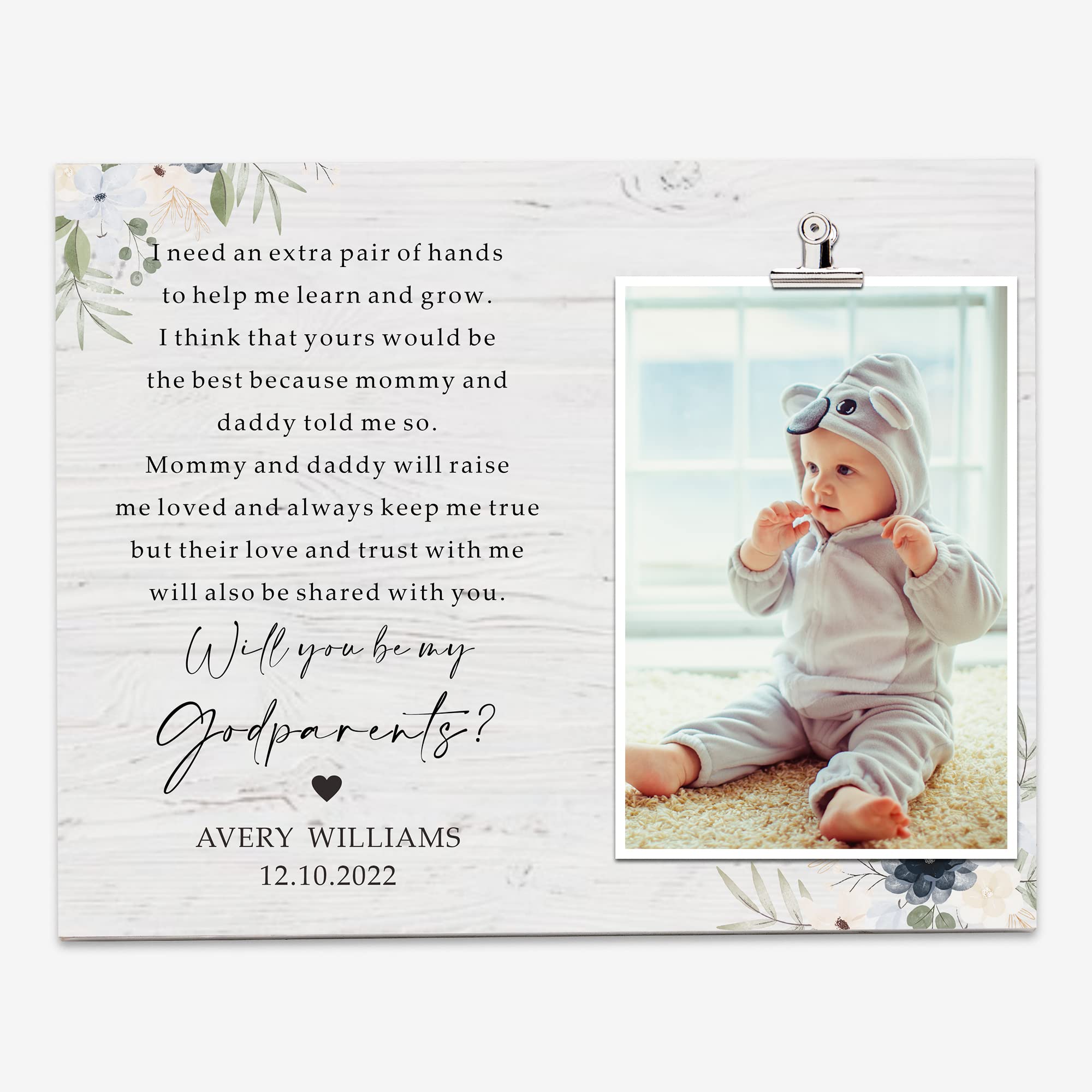 FDFHOME Thank You Gift For Godparents Godparents Picture Frame from Godchild, God Parents Presents, Will You Be My Godparents, Christmas Gift for Godparent Baptism Gift for Godparents 8x15 Inch