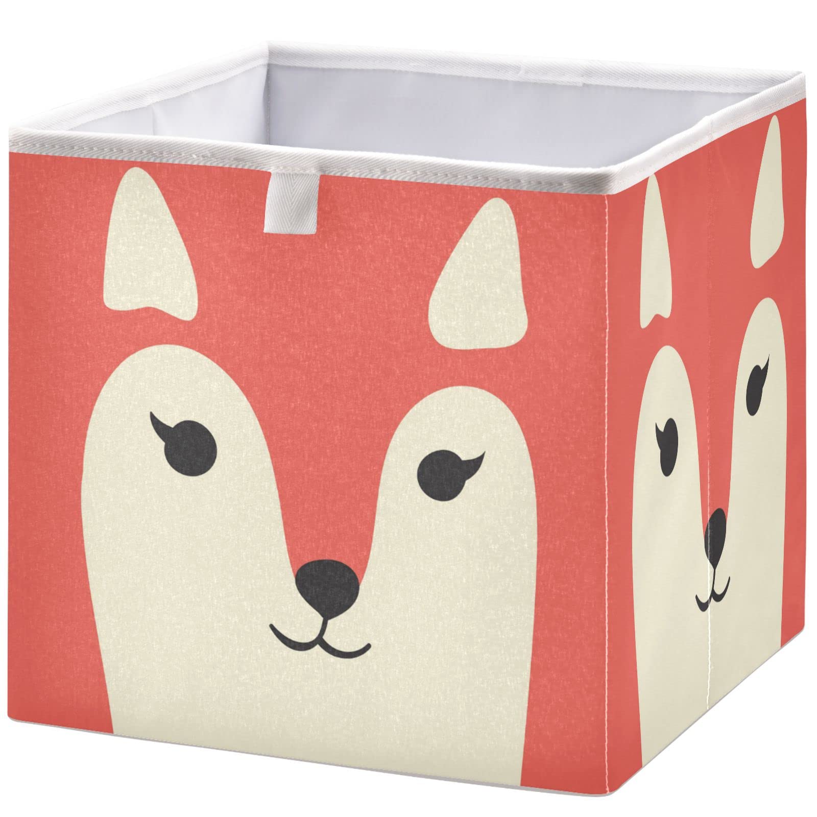 visesunny Funny Fox Animal Closet Baskets Storage Bins Fabric Baskets for Organizing Shelves Foldable Storage Cube Bins for Clothes, Toys, Baby Toiletry, Office Supply