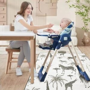 Insular Baby Splat Mat for Under High Chair/Arts/Crafts, Anti Slip and Waterproof Splash Mat for Floor, Portable Picnic Mat, 51x51 Inch, Safari