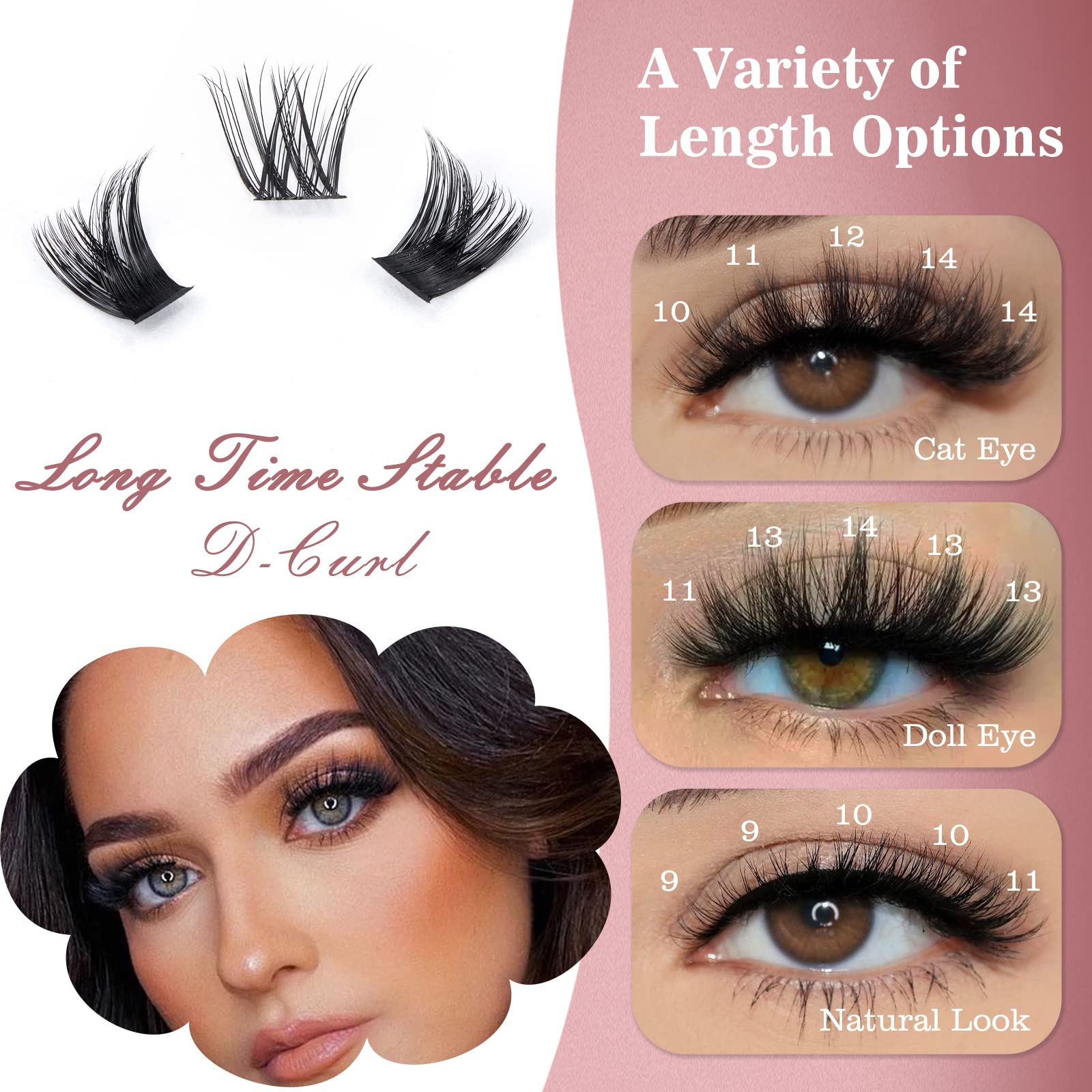 SWINGING Lash Clusters 150 Pcs Lashes Cluster Eyelash Extensions Eyelash Clusters Natural Look Wispy Lashes D Curl 9-14mm Cluster Lashes Individual Lashes Thin Band & Soft (MixAB-150)