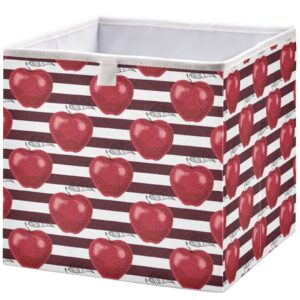 visesunny closet baskets red apple stripe storage bins fabric baskets for organizing shelves foldable storage cube bins for clothes, toys, baby toiletry, office supply