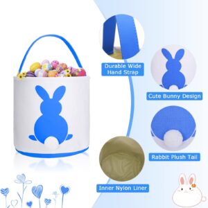 Jexine 12 Pcs Easter Bunny Basket Bags Bulk for Kids Gift Bucket Easter Eggs Hunt Basket with Handle Bunny Tote Bag Carry Bucket Rabbit Fluffy Tails Bags for Easter Party Decorations (Sequin Style)