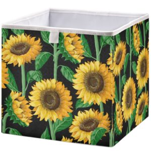 visesunny closet baskets sunflower storage bins fabric baskets for organizing shelves foldable storage cube bins for clothes, toys, baby toiletry, office supply