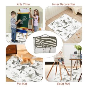 Insular Baby Splat Mat for Under High Chair/Arts/Crafts, Anti Slip and Waterproof Splash Mat for Floor, Portable Picnic Mat, 51x51 Inch, Safari