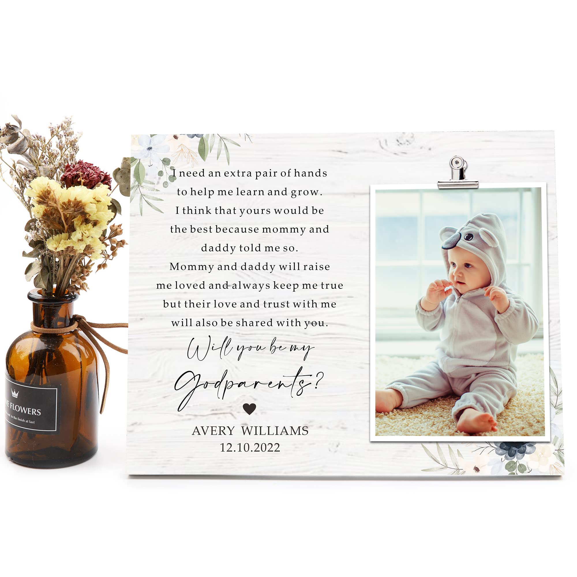 FDFHOME Thank You Gift For Godparents Godparents Picture Frame from Godchild, God Parents Presents, Will You Be My Godparents, Christmas Gift for Godparent Baptism Gift for Godparents 8x15 Inch