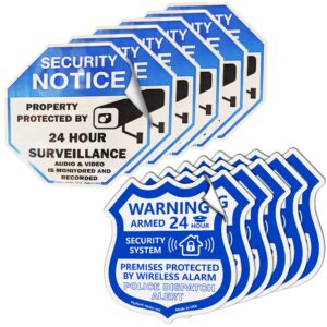 psyfer® (fade-free) 12 pack - security camera & alarm outdoor uv waterproof stickers [made in usa]