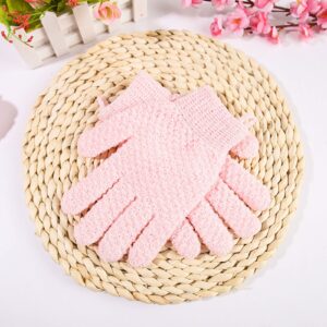 1Pair Bath Gloves for Shower Body Shower Scrubber with Hanging Loop Skin Deep Cleaning Bath Gloves Bathing Accessories (Pink)