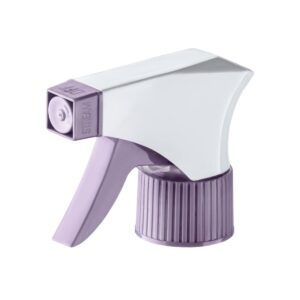 DOMPEL Trigger Sprayers valves, color lilac, thread 28/410, made with stainless steel springs and glass balls, with spray and stream Model 101D. (Spray heads only, bottles not included) (2)