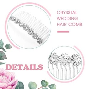 Lusofie Rhinestone Hair Accessories: 4Pcs Bridal Hair Pieces with Crystal Silver Combs, Side Clips for Wedding