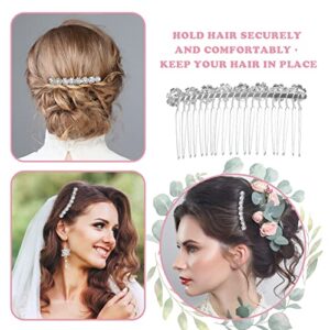 Lusofie Rhinestone Hair Accessories: 4Pcs Bridal Hair Pieces with Crystal Silver Combs, Side Clips for Wedding