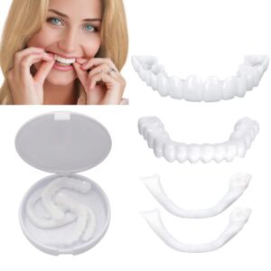 denture teeth temporary fake teeth snap on top and bottom teeth for men and women, cover the imperfect teeth,fix confident smile