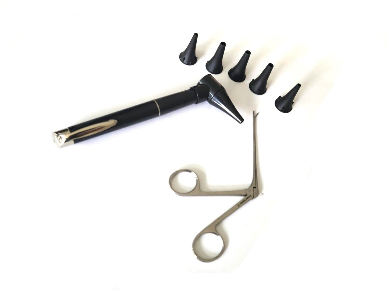 Black Otoscope LED Diagnostic + 3.5" Alligator ENT Ear Nose Forceps