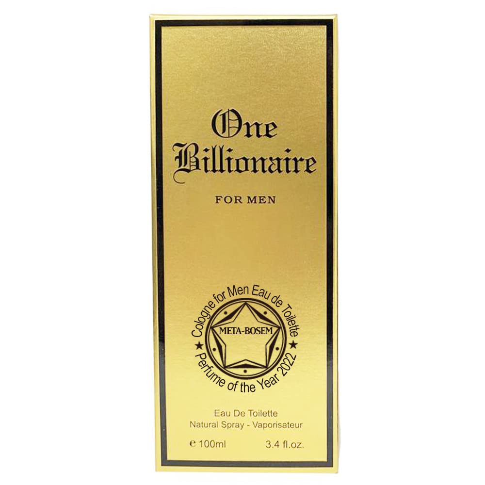 META-BOSEM One Billionaire, Men's Cologne Eau de Toilette Natural Spray - Classic Rose Notes - Aromatic Scent - Great Holiday Gift - for All Day Use - a Classic Bottle, 3.4 Fluid Ounce/100Ml