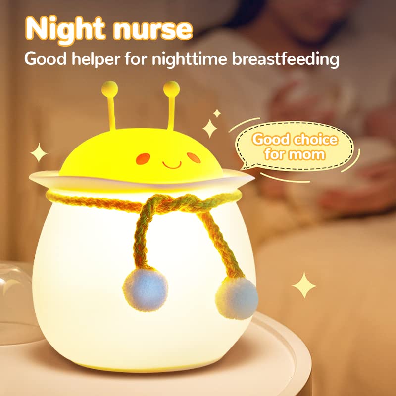 Grehge ght Light for Kids, Cute Little Bee Night Light, Baby Bedroom Lamp with Touch Sensor, 7 Color Changing