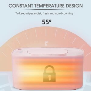 Ckuakiwu Wet Wipes Warmer, Baby Wet Wipes Warmer USB Wipe Dispenser Portable Diaper Wipes Heater Box for Home Car Travel Pink, Baby Wipe Warmer