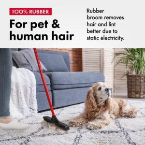 Ravmag Rubber Broom & Squeegee 13 Inch, 100% Natural Rubber. New Aluminum Anti-Rust 4 Part Handle. for Pet & Human Hair. Indoor, Outdoor, Carpets, Floor, Deck. Water Resistant & Washable