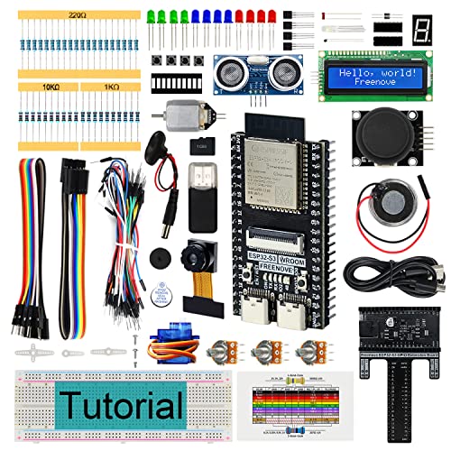 FREENOVE Super Starter Kit for ESP32-S3-WROOM (Included) (Compatible with Arduino IDE), Onboard Camera Wireless, Python C, 540-Page Detailed Tutorial, 176 Items, 76 Projects