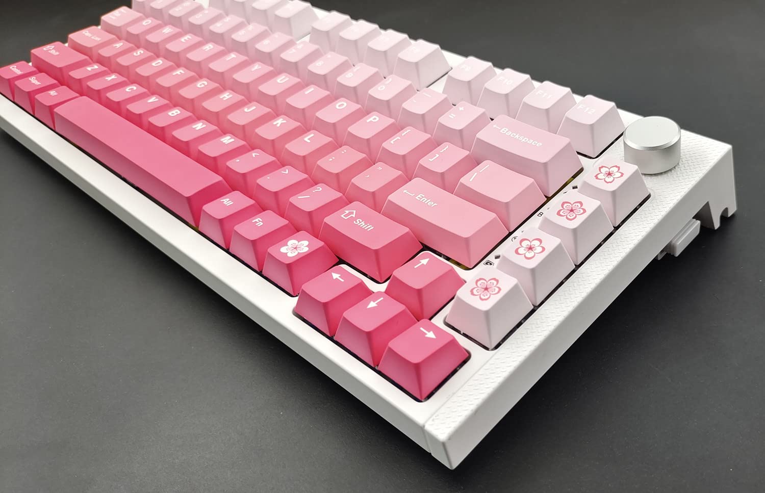 Benemate Peach Blossom Wonderland Upgraded Gradient Keys, 108 Keycap + 30 Keycap Set, Dye-Sublimation PBT Custom Keycaps for DIY Mechanical Gaming Keyboards