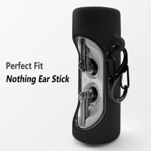 Geiomoo Silicone Case Compatible with Nothing Ear Stick, Protective Cover with Carabiner (Black)