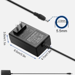 DC 12 Volt 3 Amp Power Supply 36W AC Adapter 100-240V 50-60Hz AC to DC 12V Power Cord with 5.5mmx2.5mm DC Barrel & 10 Tips for LED Strip Light CCTV Camera Routers [DC 12V 3A]