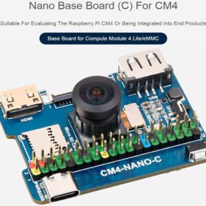 Nano Base Board (C) for Compute Module 4, Same Size as CM4, with Multiple Peripheral Interfaces Onboard 8MP Camera Module with 160°FOV